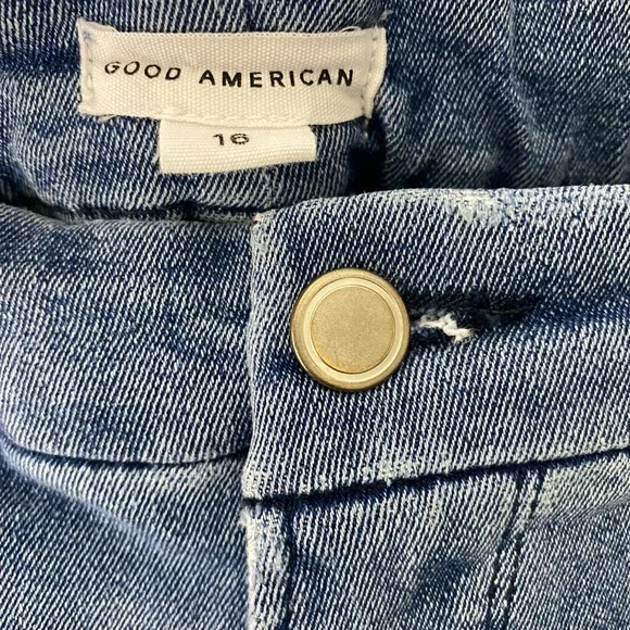 Good American Good Legs straight jeans Raw Hem High Rise Medium light blue wash - Picture 11 of 14